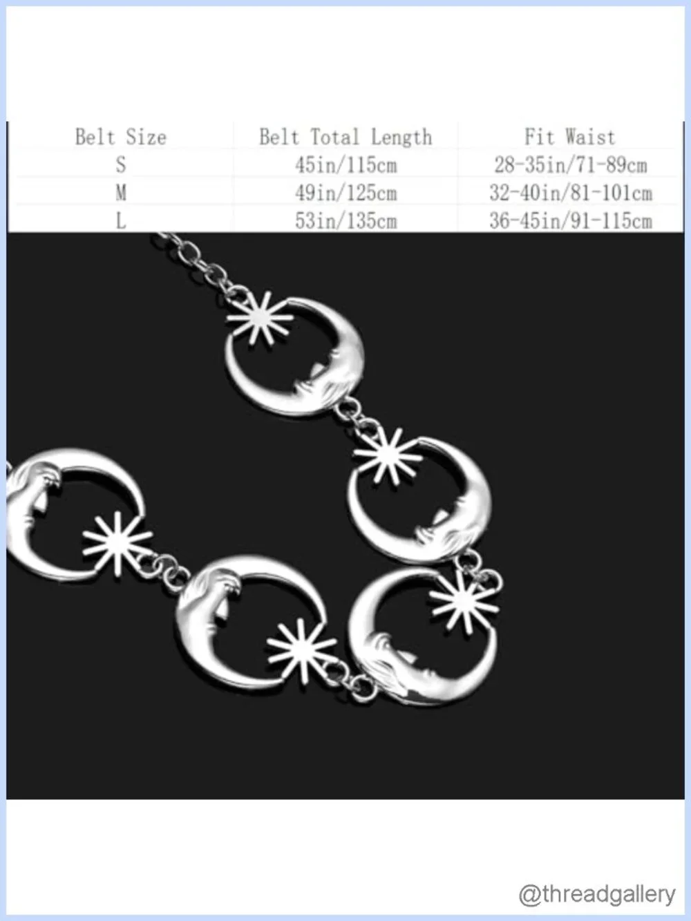 Metal Chain Belt Women Sun Moon Western Adjustable Waist Belt for Dresses Jeans